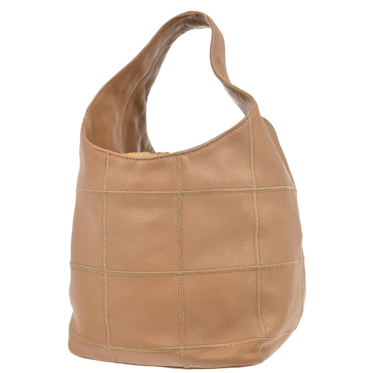 Chanel 2003-2004 Light Brown Calfskin Choco Bar Wild Stitch Drawstring Handbag - Image 2