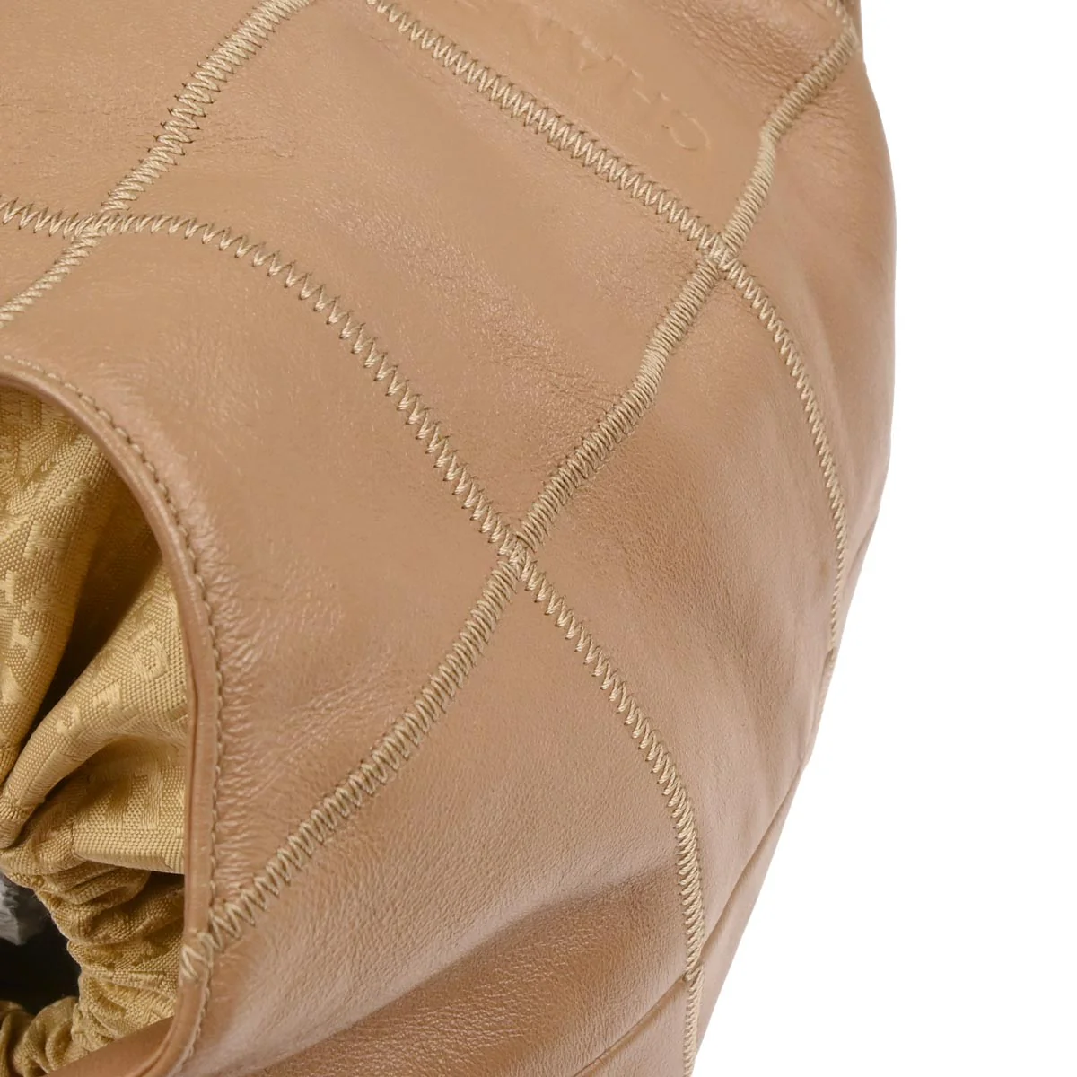Chanel 2003-2004 Light Brown Calfskin Choco Bar Wild Stitch Drawstring Handbag - Image 4