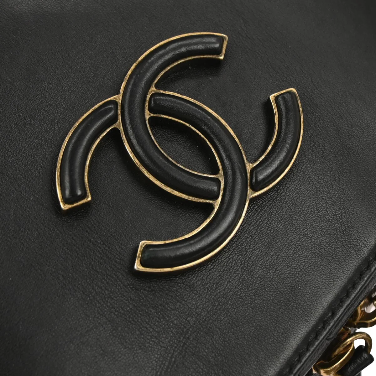 Chanel Black Calfskin Goatskin Coco Curve Vanity Bag 2way Shoulder Handbag - Image 5