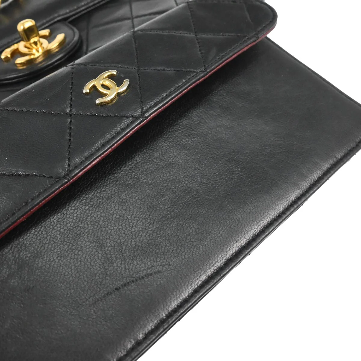 Chanel 1989-1991 Black Lambskin Single Flap Shoulder Bag - Image 10