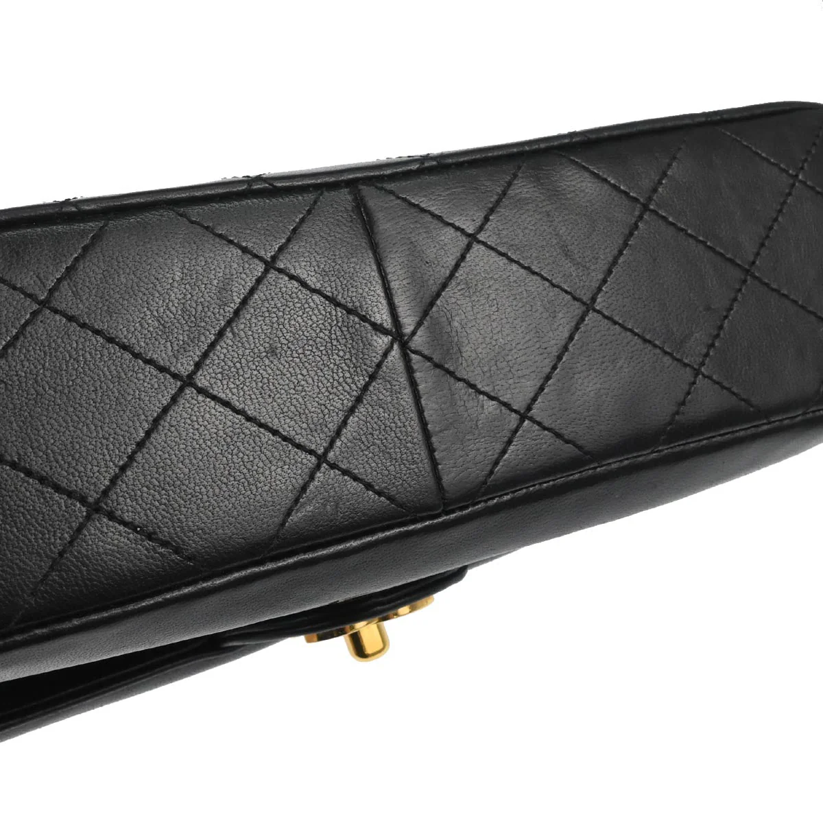 Chanel 1989-1991 Black Lambskin Single Flap Shoulder Bag - Image 3