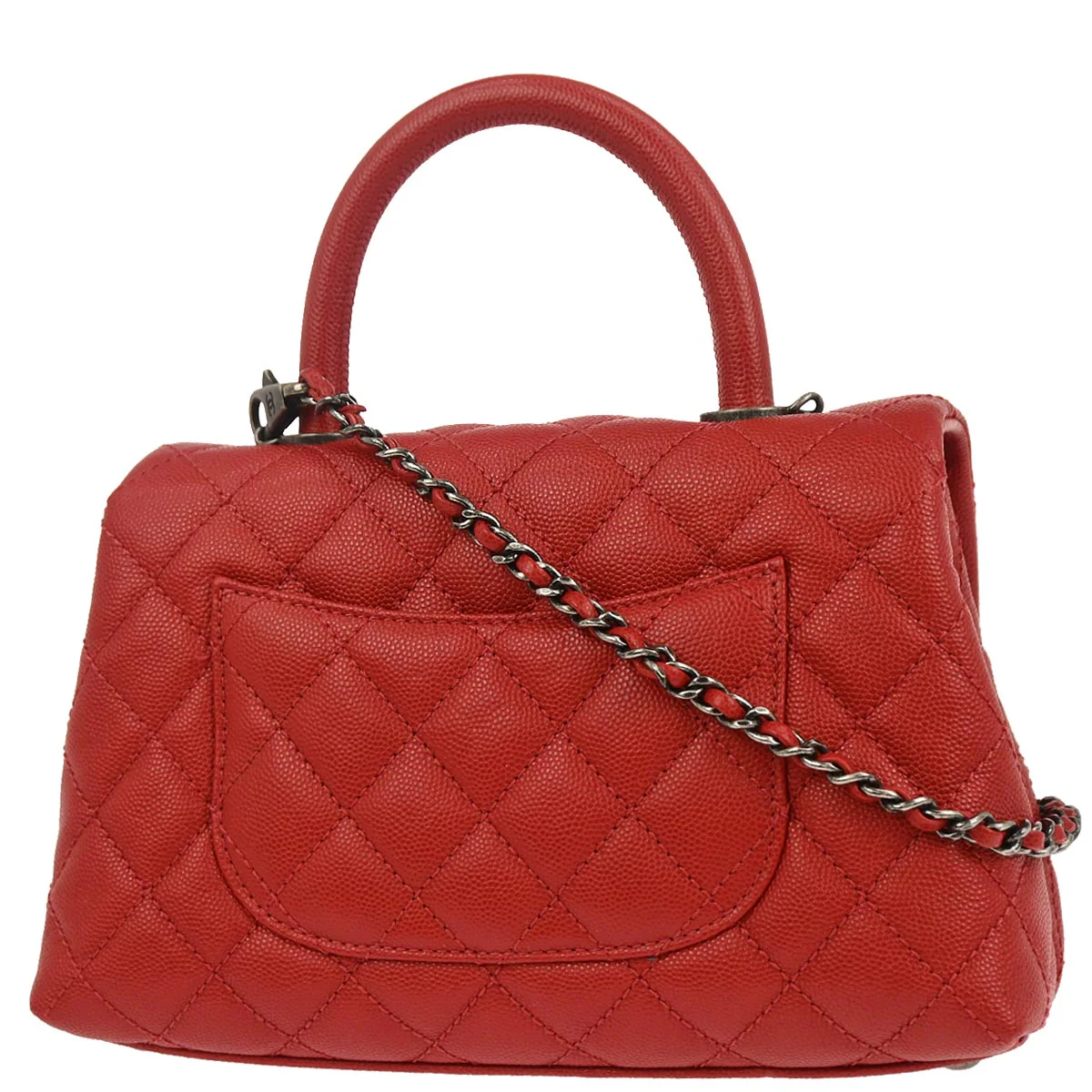 Chanel Red Caviar Coco Handle 2way Shoulder Handbag - Image 2