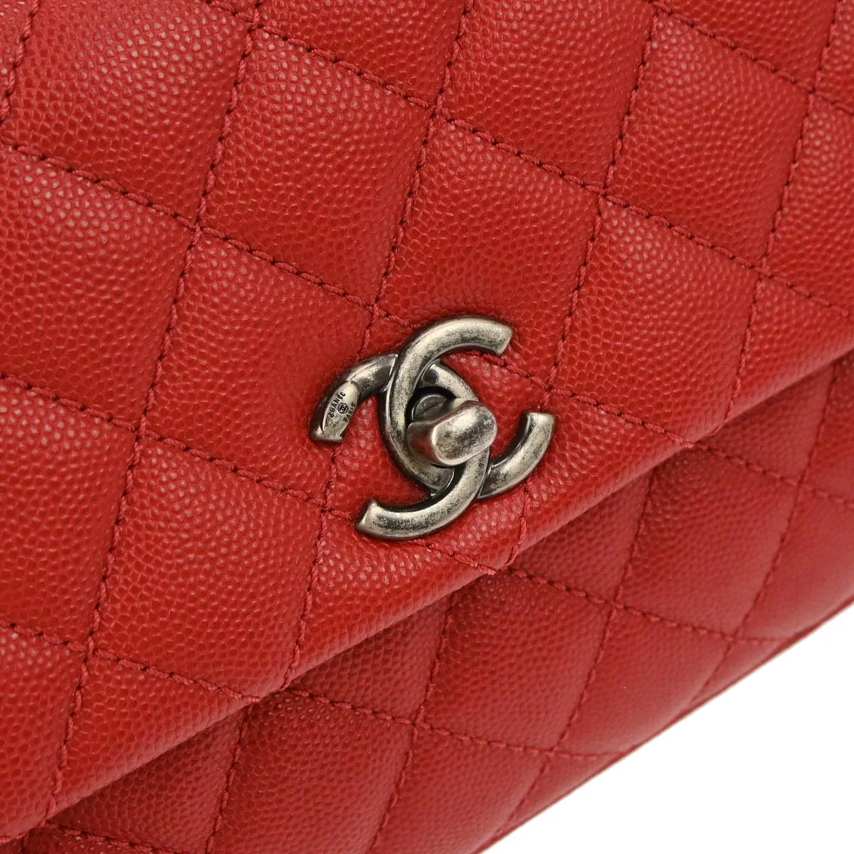 Chanel Red Caviar Coco Handle 2way Shoulder Handbag - Image 4
