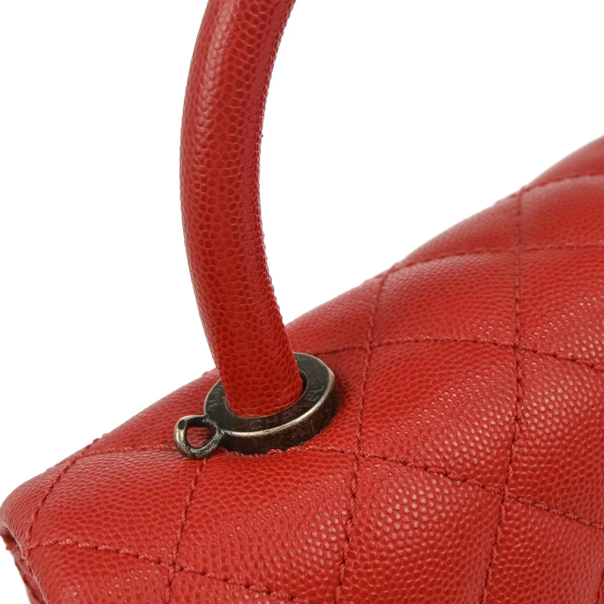 Chanel Red Caviar Coco Handle 2way Shoulder Handbag - Image 6