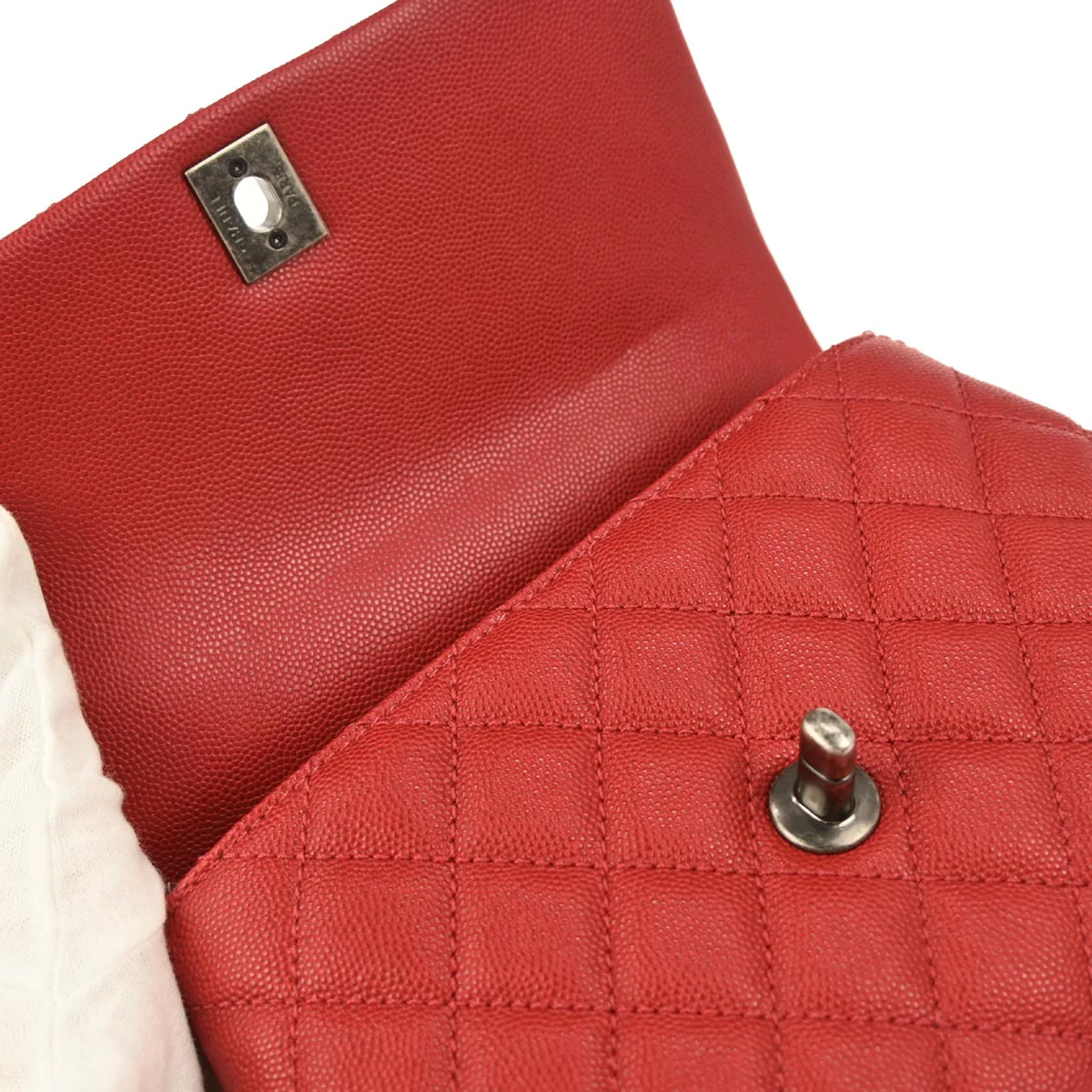 Chanel Red Caviar Coco Handle 2way Shoulder Handbag - Image 7