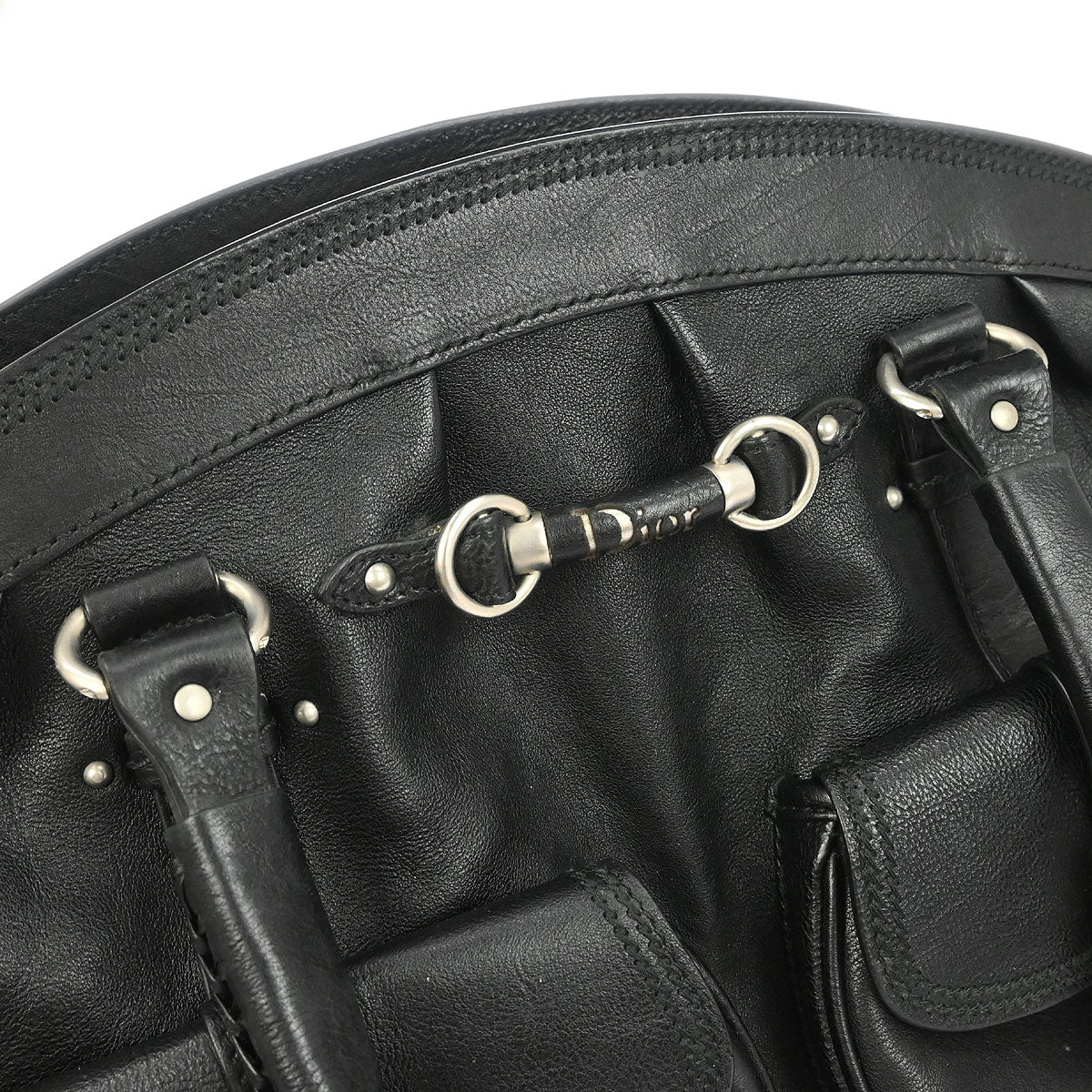 Christian Dior Black Leather My Dior Duffle Handbag - Image 4