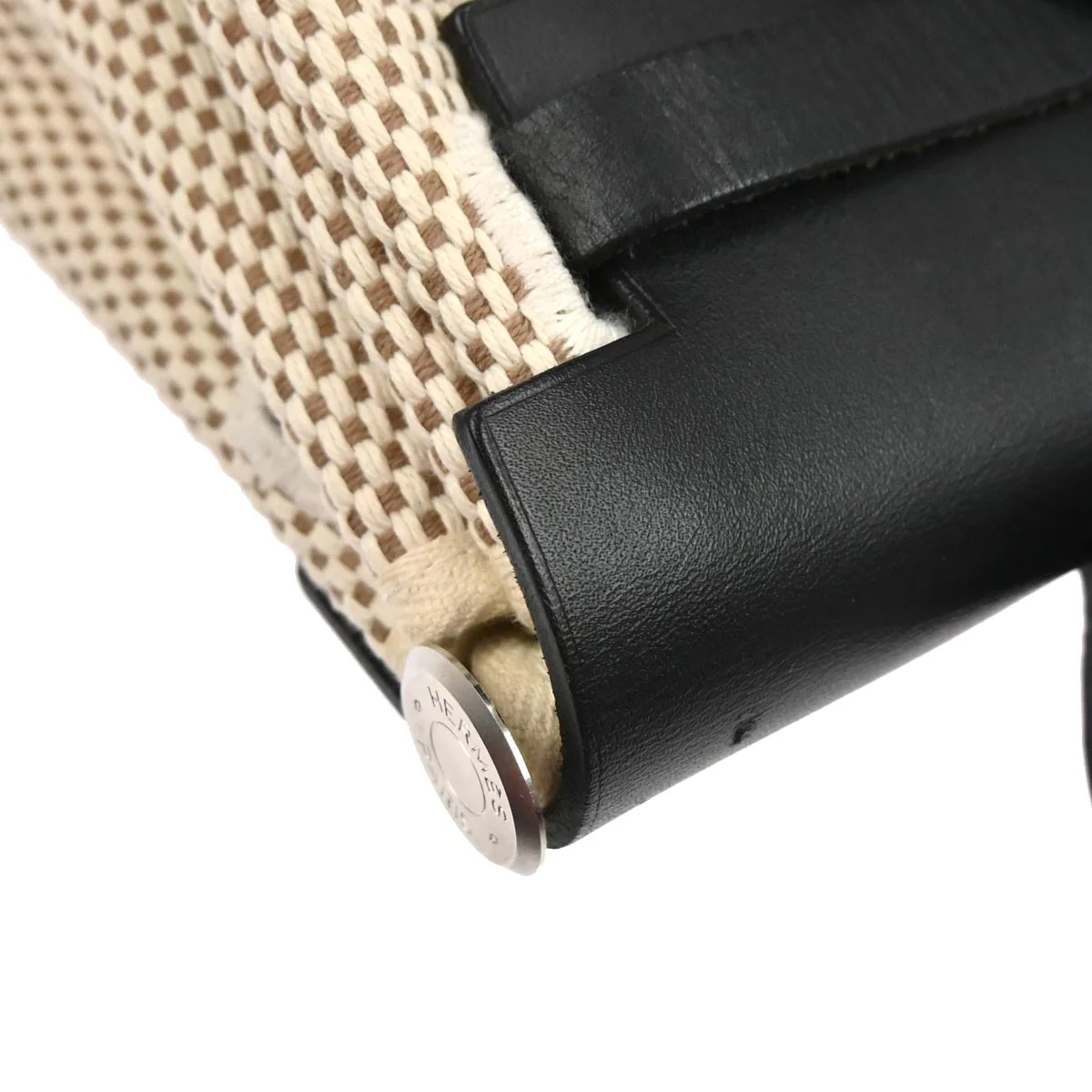 Hermes Black Beige Toile Officier GM Herbag PM 2 in 1 Shoulder Handbag - Image 4