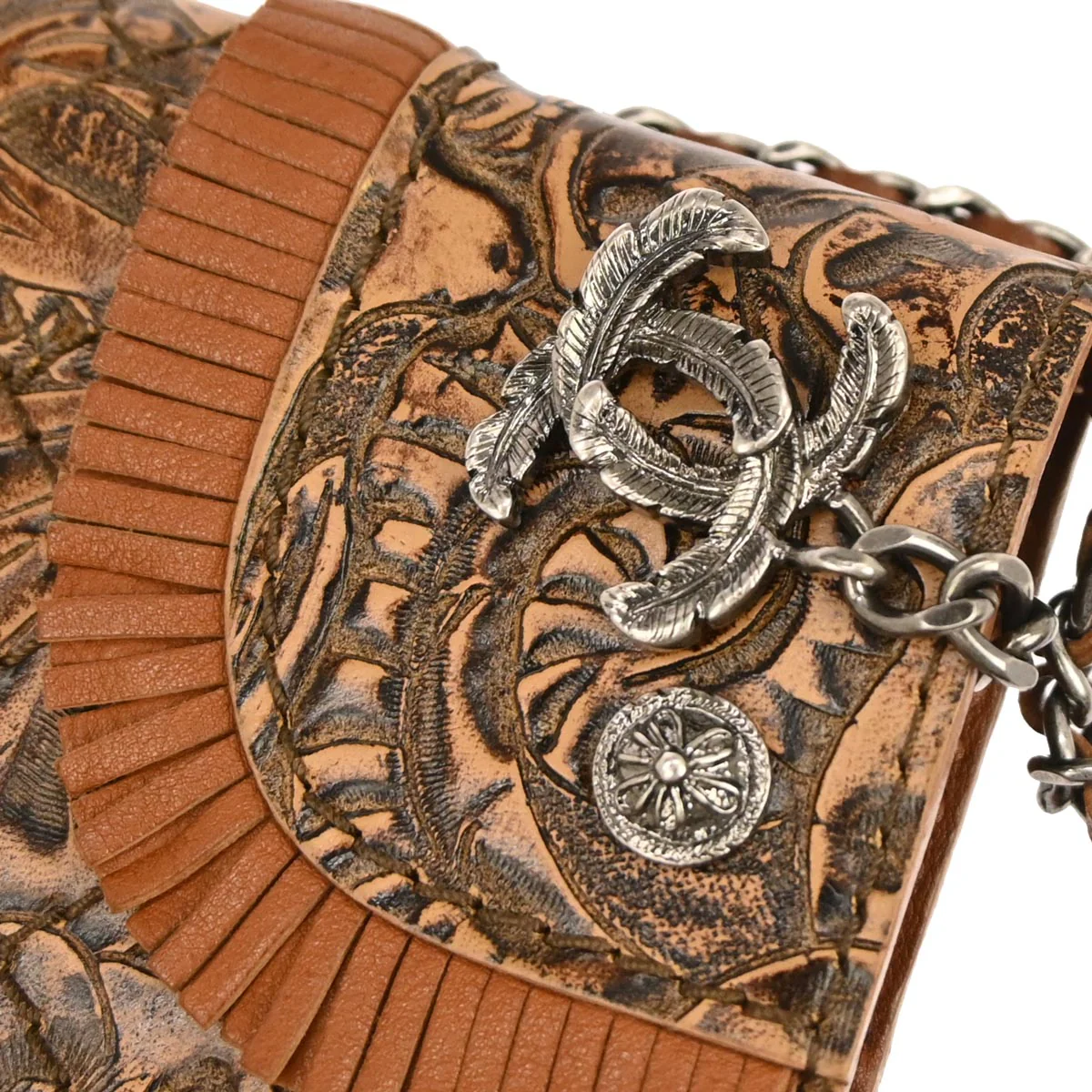 Chanel 2014 Brown Embossed Leather Paris-Dallas Holster Shoulder Bag - Image 7