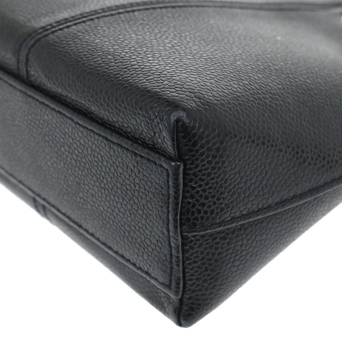Chanel Black Caviar Skin Chain Shoulder Tote Bag - Image 4