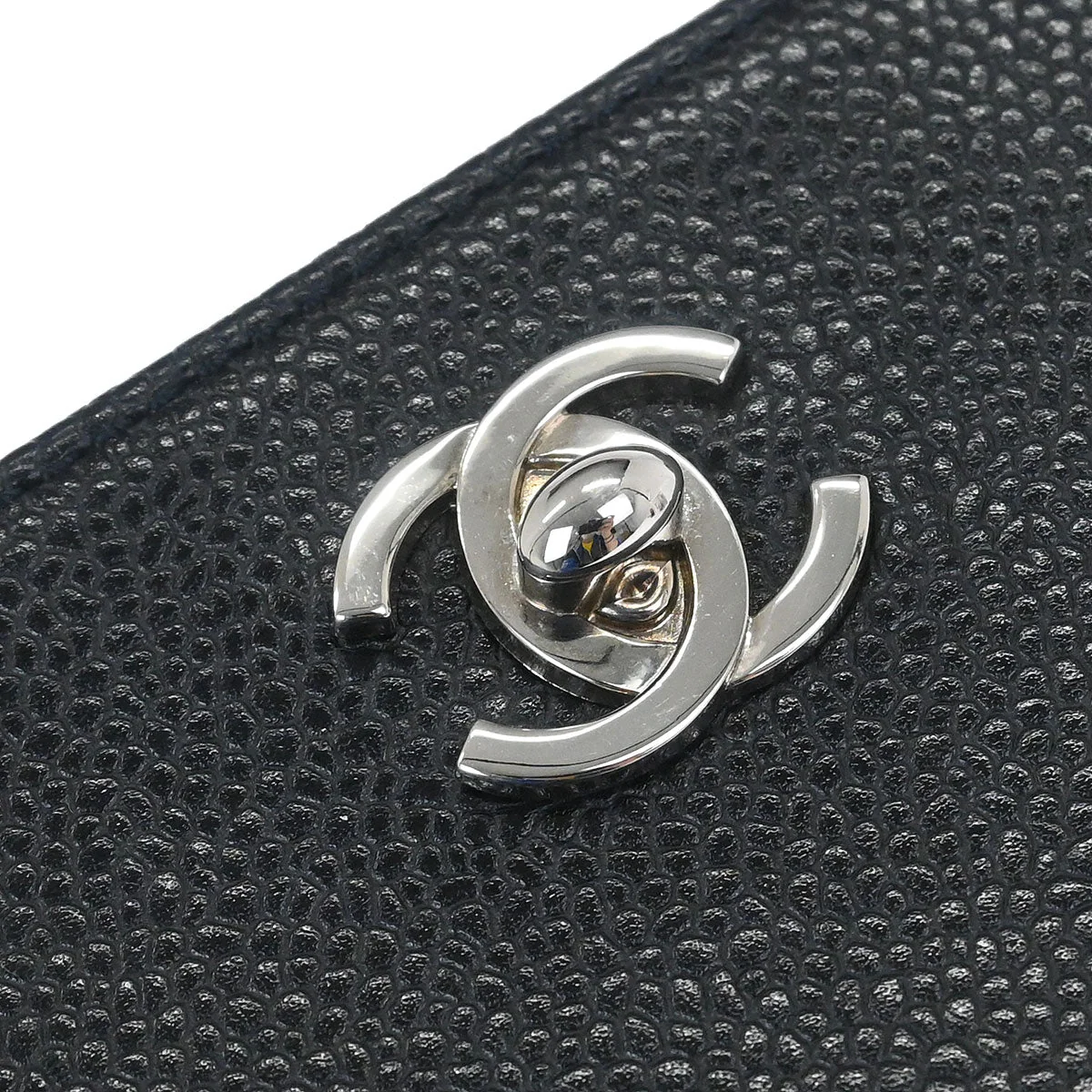 Chanel Black Caviar Skin Chain Shoulder Tote Bag - Image 5