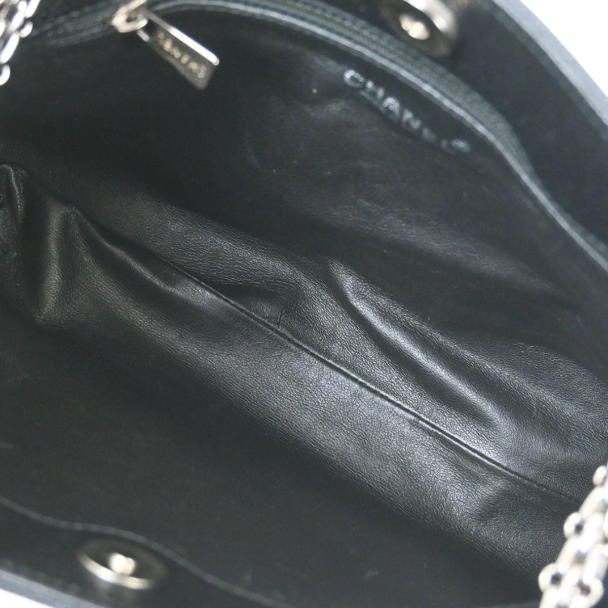 Chanel Black Caviar Skin Chain Shoulder Tote Bag - Image 8