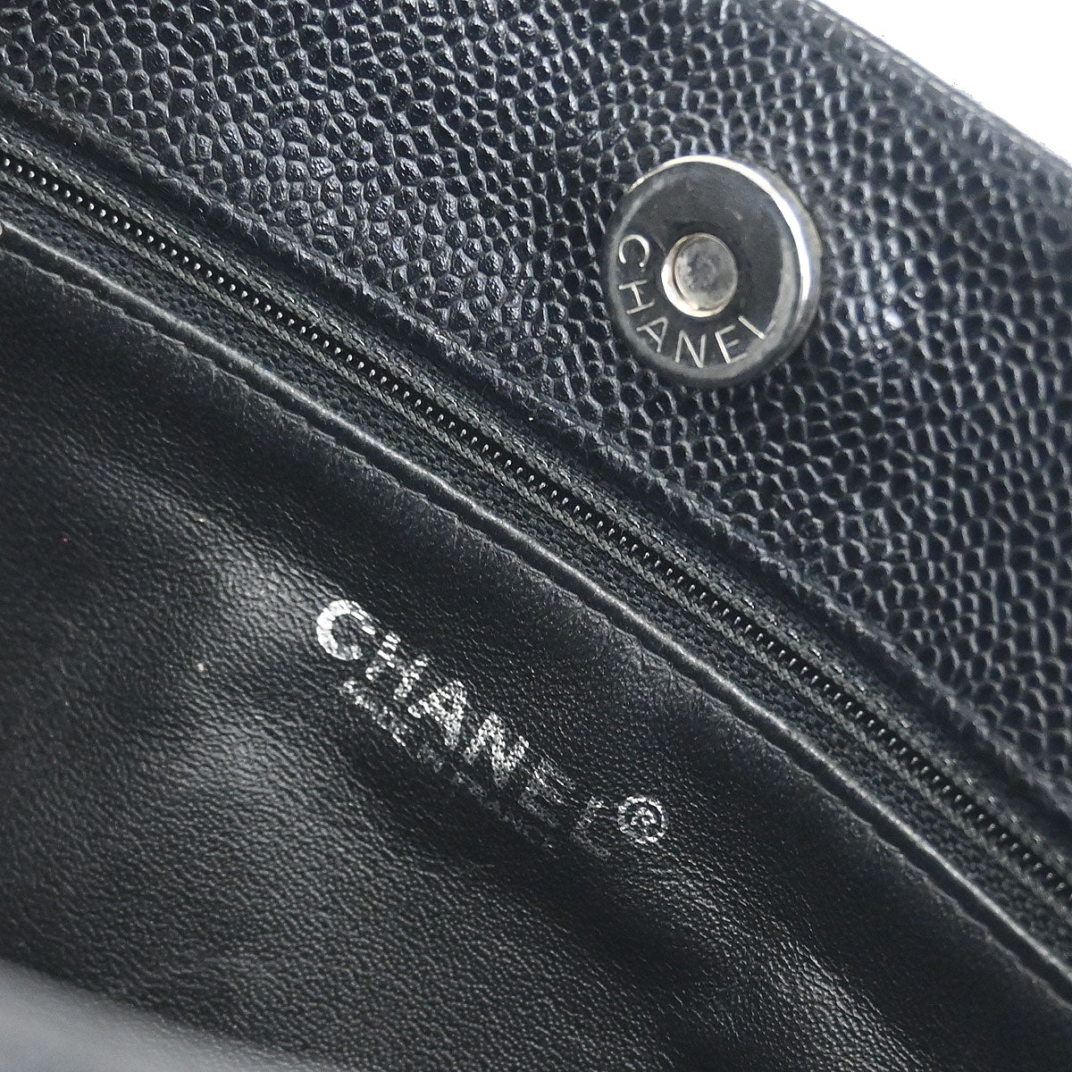 Chanel Black Caviar Skin Chain Shoulder Tote Bag - Image 9