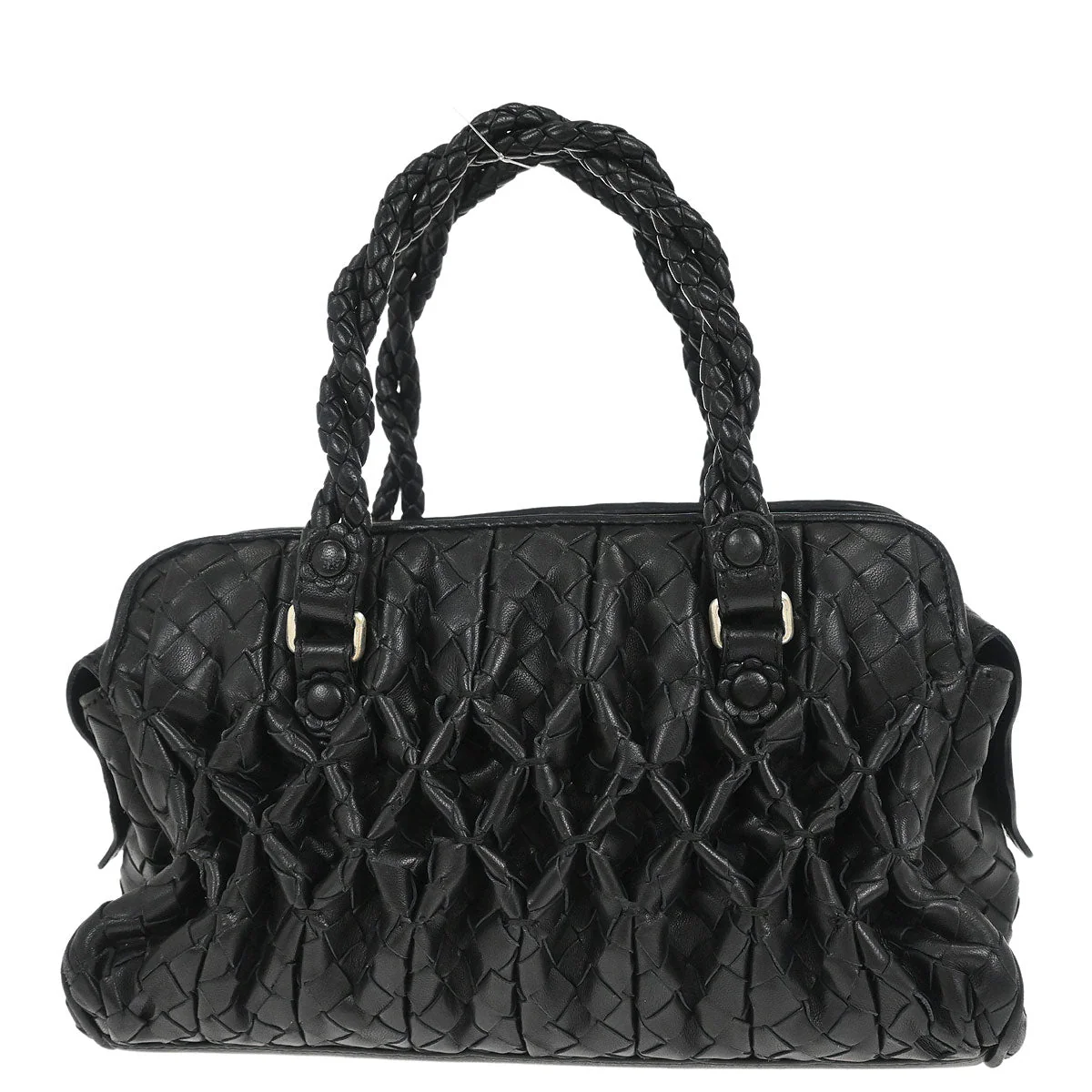 Bottega Veneta Black Lambskin Intrecciato Handbag - Image 2