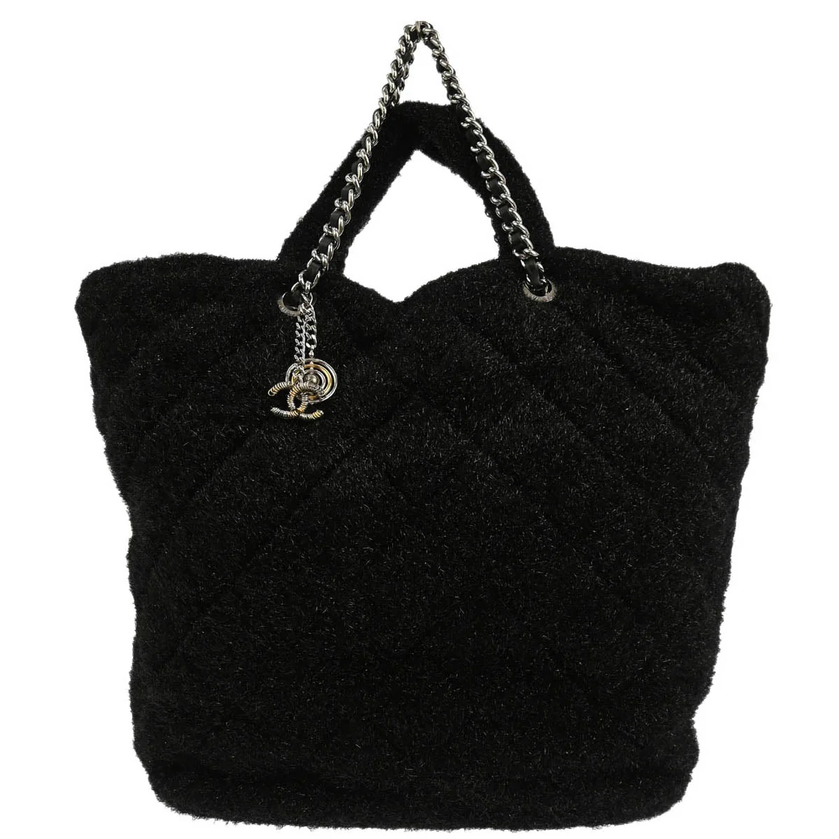 Chanel 2017-2018 Black Pluto Glitter Shopping Tote Chain Handbag