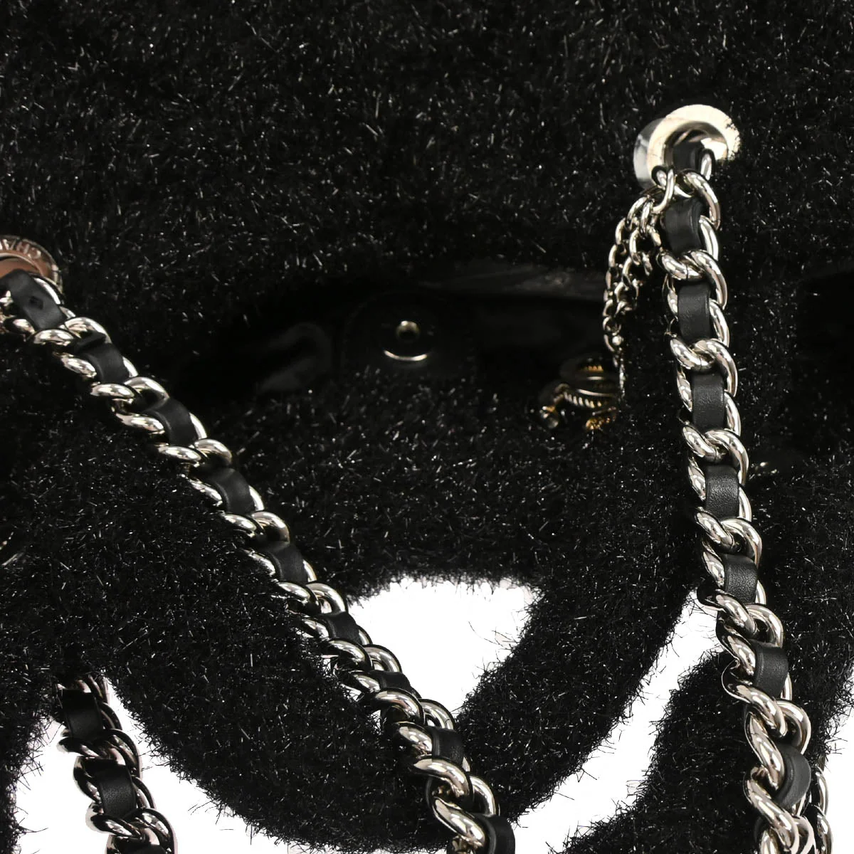 Chanel 2017-2018 Black Pluto Glitter Shopping Tote Chain Handbag - Image 3