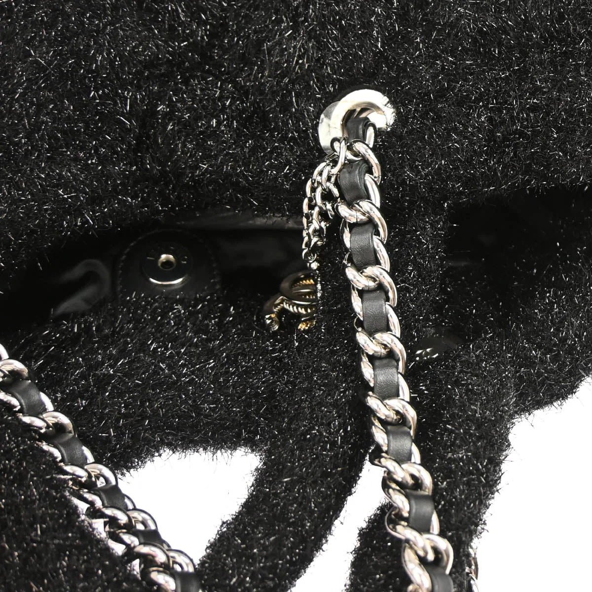 Chanel 2017-2018 Black Pluto Glitter Shopping Tote Chain Handbag - Image 4