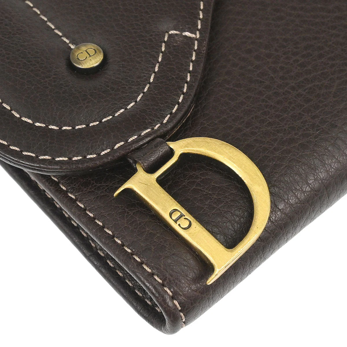 Christian Dior Brown Leather Saddle Wallet - Image 3