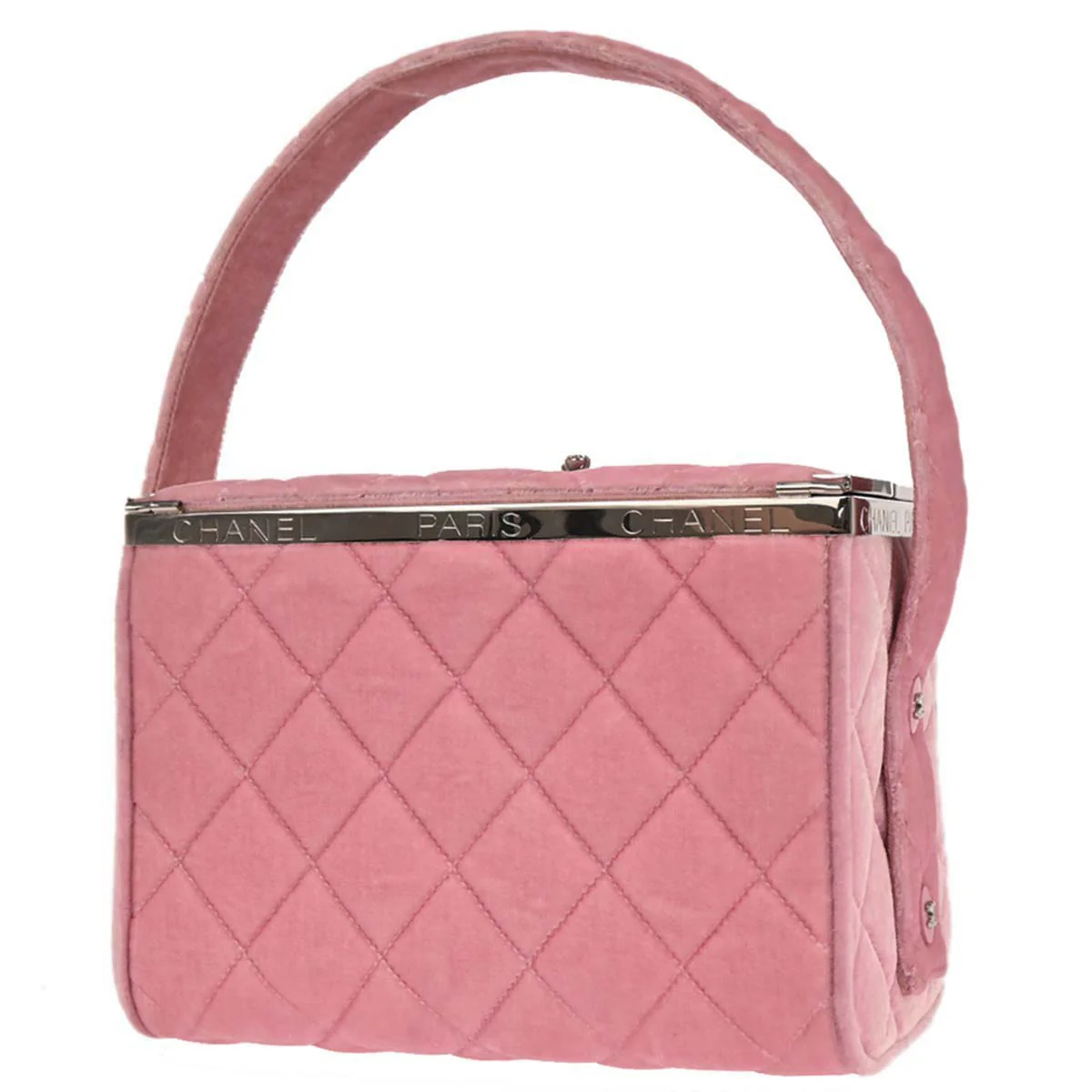 Chanel 1996-1997 Pink Velvet Handbag - Image 2