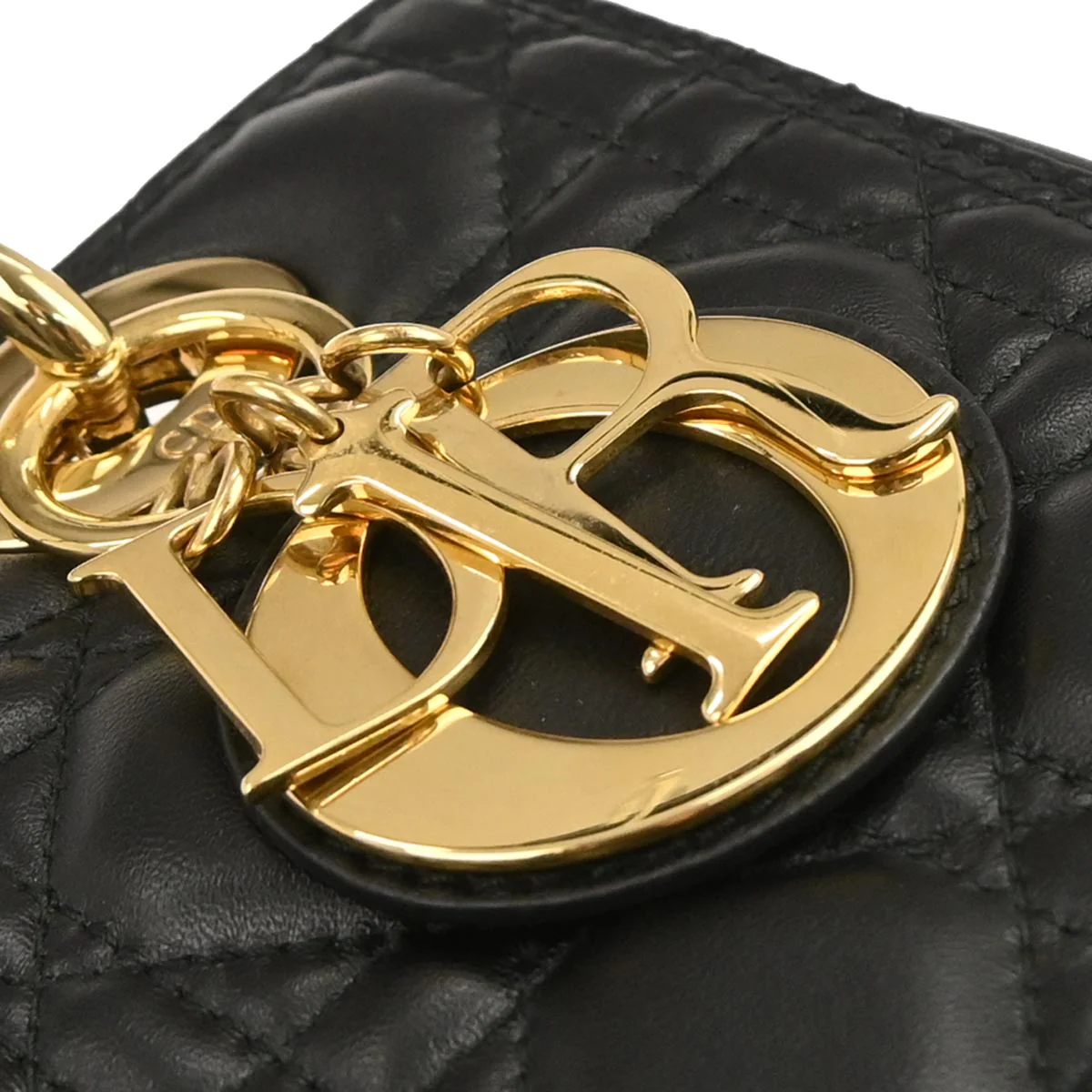 Christian Dior Black Lambskin Lady Dior Cannage 2way Shoulder Handbag - Image 3