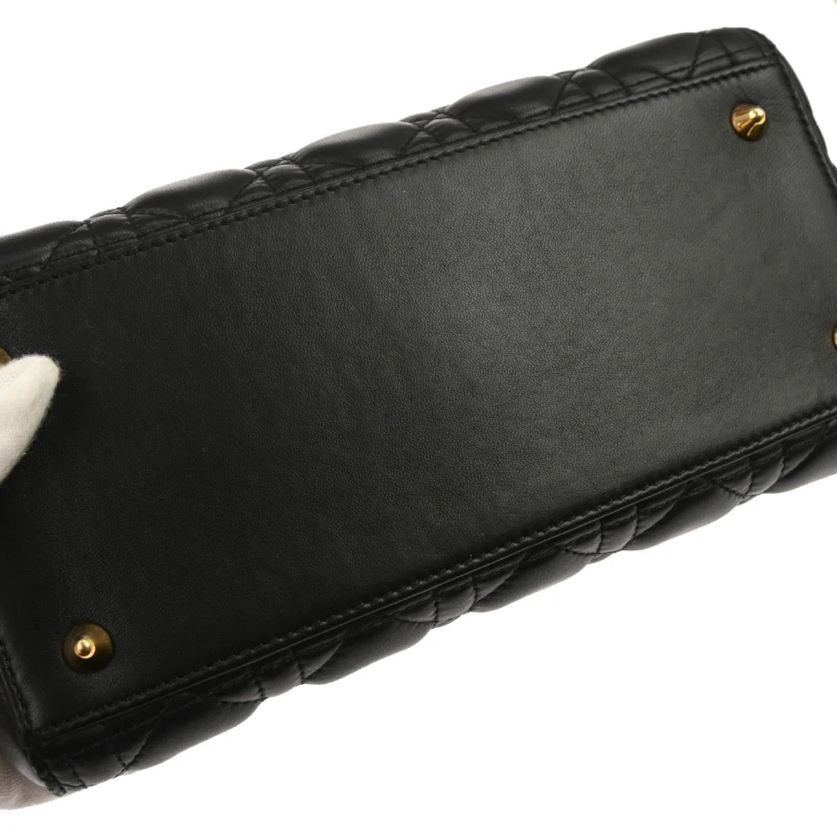 Christian Dior Black Lambskin Lady Dior Cannage 2way Shoulder Handbag - Image 5