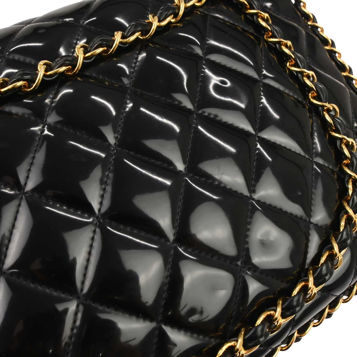 Chanel 1994-1996 Black Patent Leather Maxi Classic Flap Shoulder Bag - Image 4