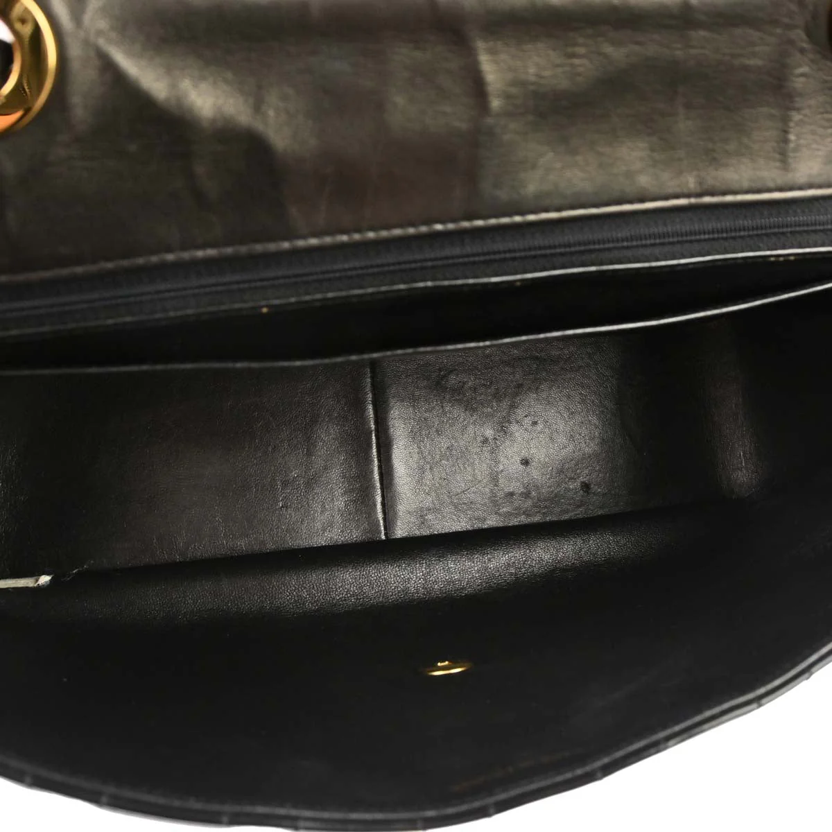Chanel 1994-1996 Black Patent Leather Maxi Classic Flap Shoulder Bag - Image 9