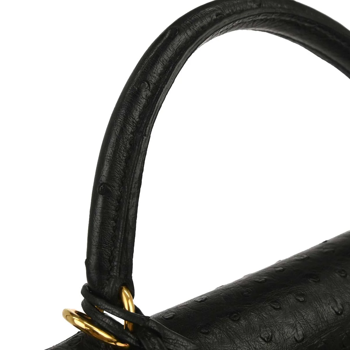 Hermes * Black Ostrich Kelly 32 Sellier 2way Shoulder Handbag - Image 4