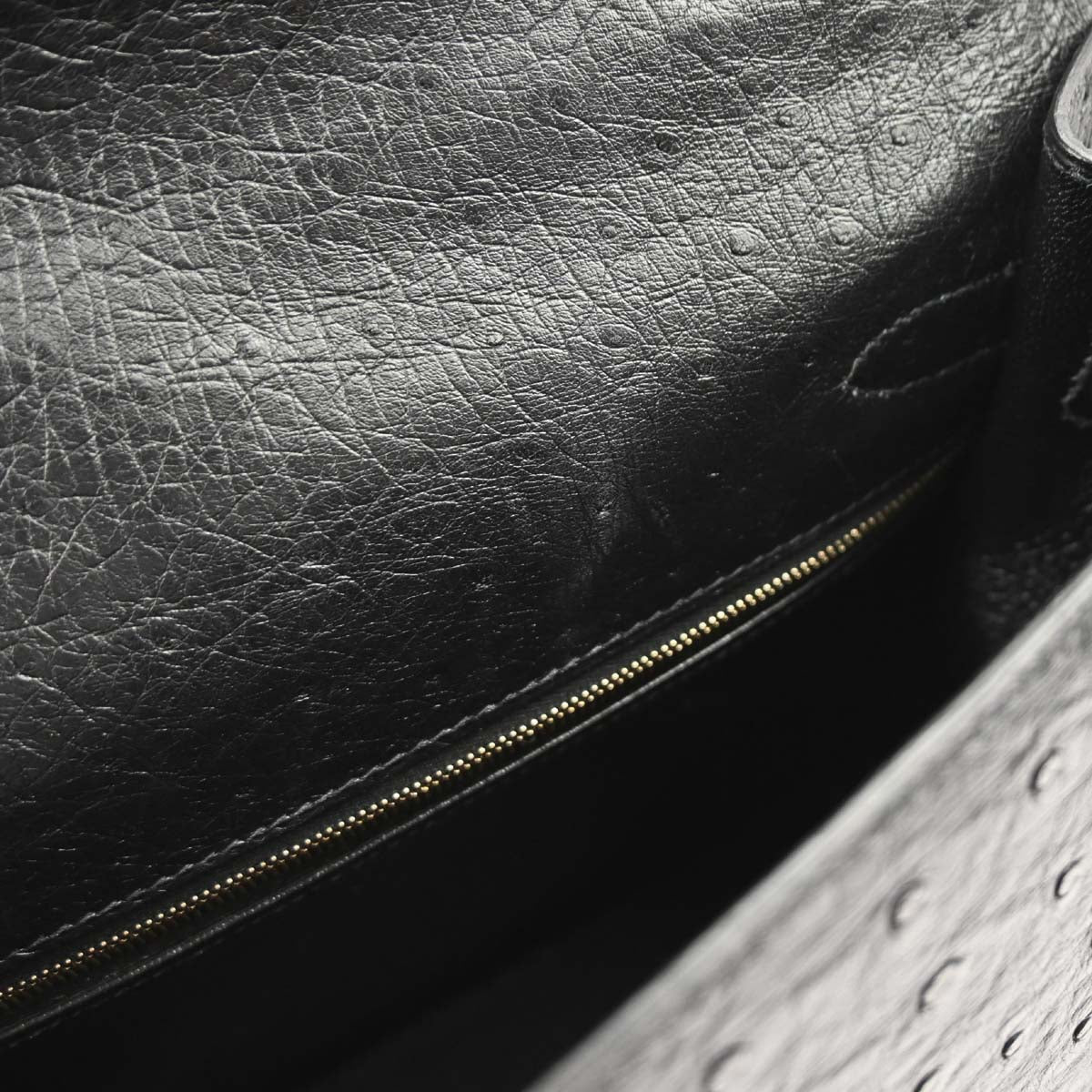 Hermes * Black Ostrich Kelly 32 Sellier 2way Shoulder Handbag - Image 7