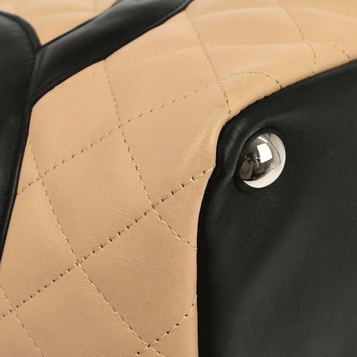 Chanel Beige Calfskin Cambon Ligne Tote Handbag - Image 3