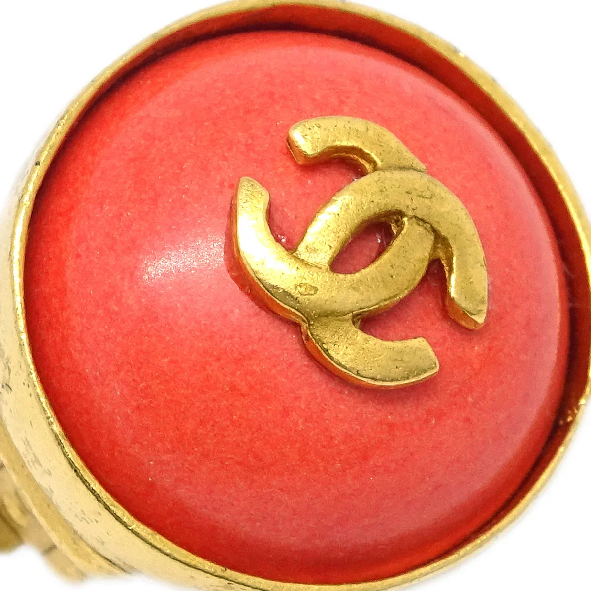 Chanel Stone Button Earrings Clip-On Pink 97P - Image 2