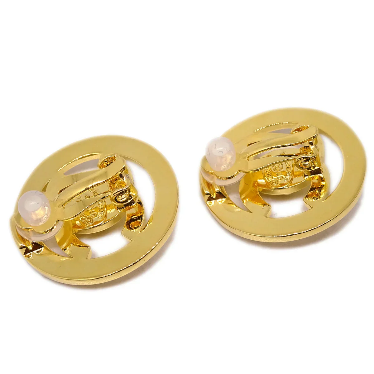 Chanel CC Turnlock Button Earrings Gold Clip-On 97P - Image 3