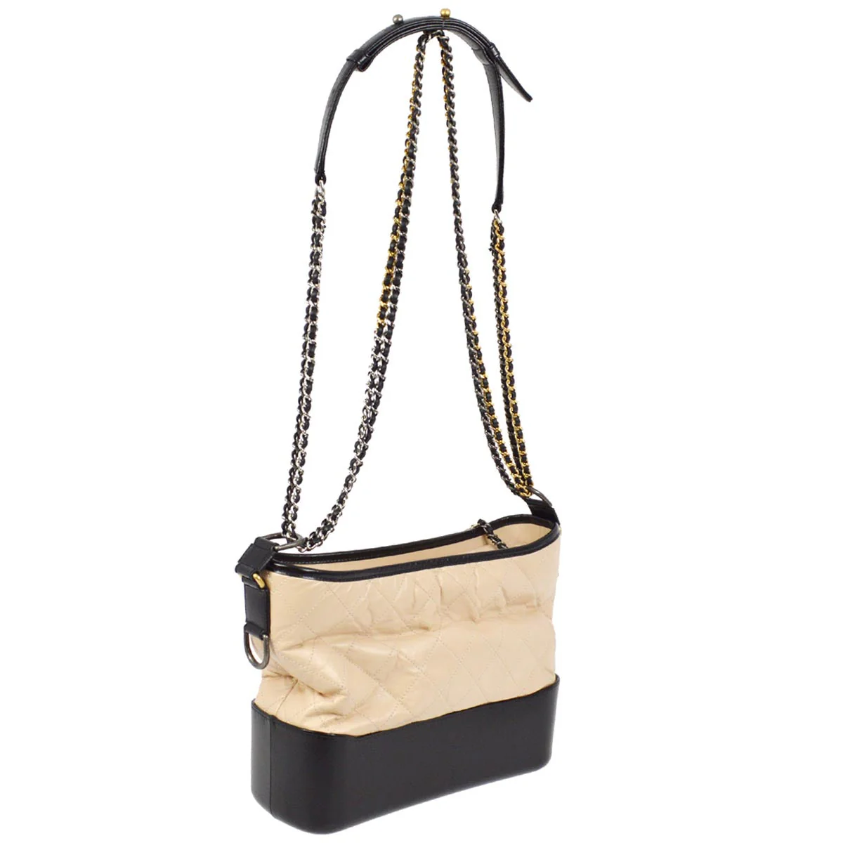 Chanel 2018 Beige Black Calfskin Medium Gabrielle Shoulder Bag - Image 2