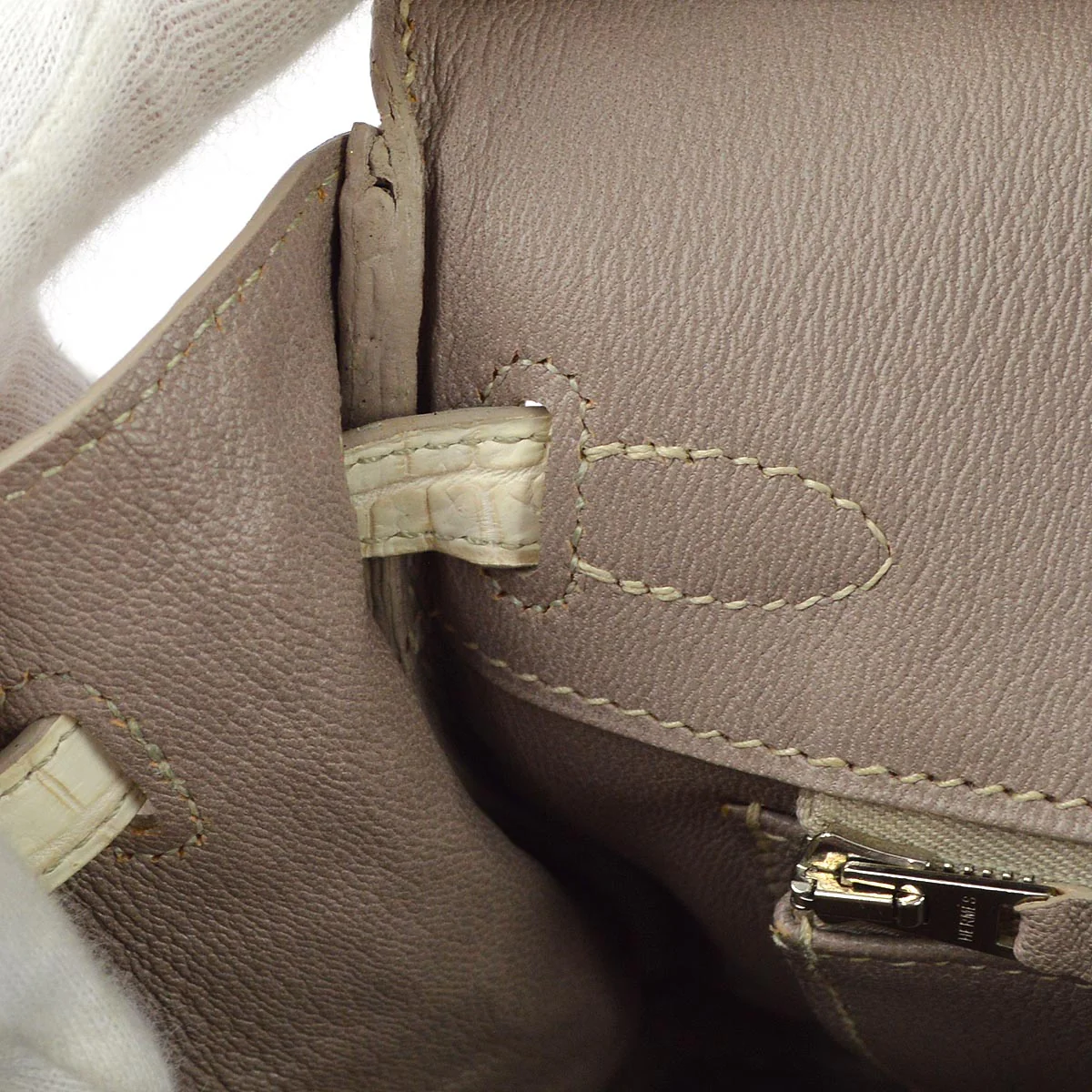 Hermes * 2012 Matte Niloticus Himalaya Birkin 25 Handbag - Image 9