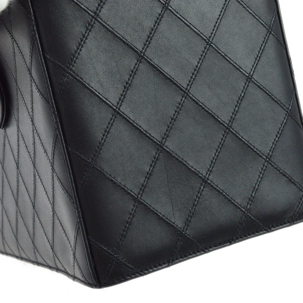 Chanel 1994-1996 Black Lambskin Bicolore Vanity 2way Shoulder Handbag - Image 7