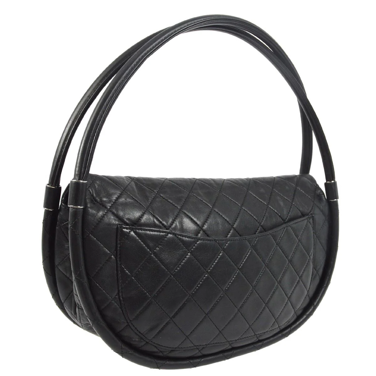 Chanel 2012-2013 Black Lambskin Large Hula Hoop Handbag - Image 2