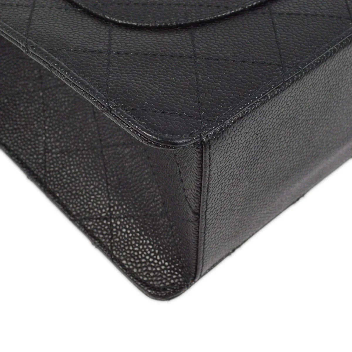 Chanel 1997-1999 Black Caviar Jumbo Classic Flap Shoulder Bag - Image 4