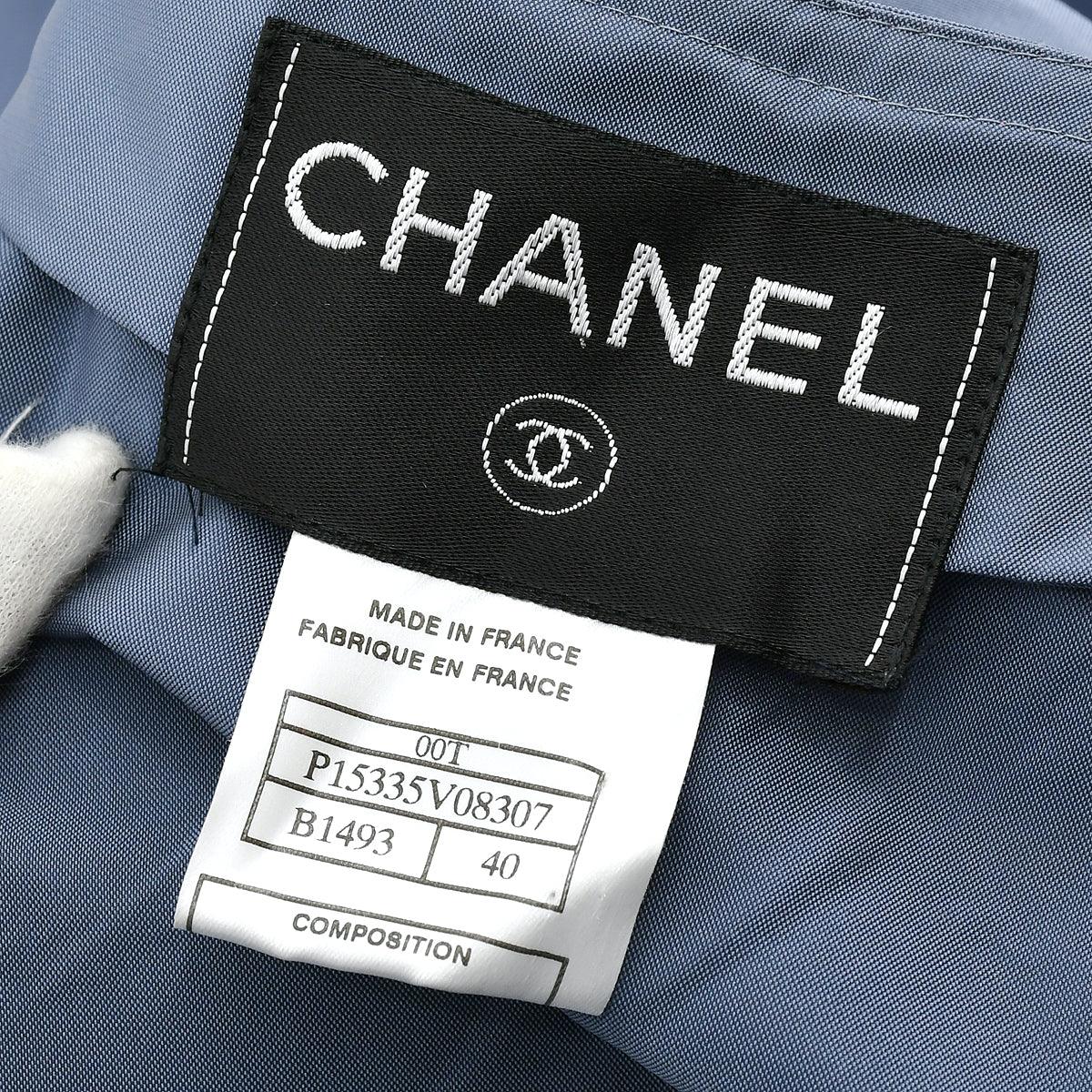 Chanel Collarless Jacket Blue 00T #40 - Image 9