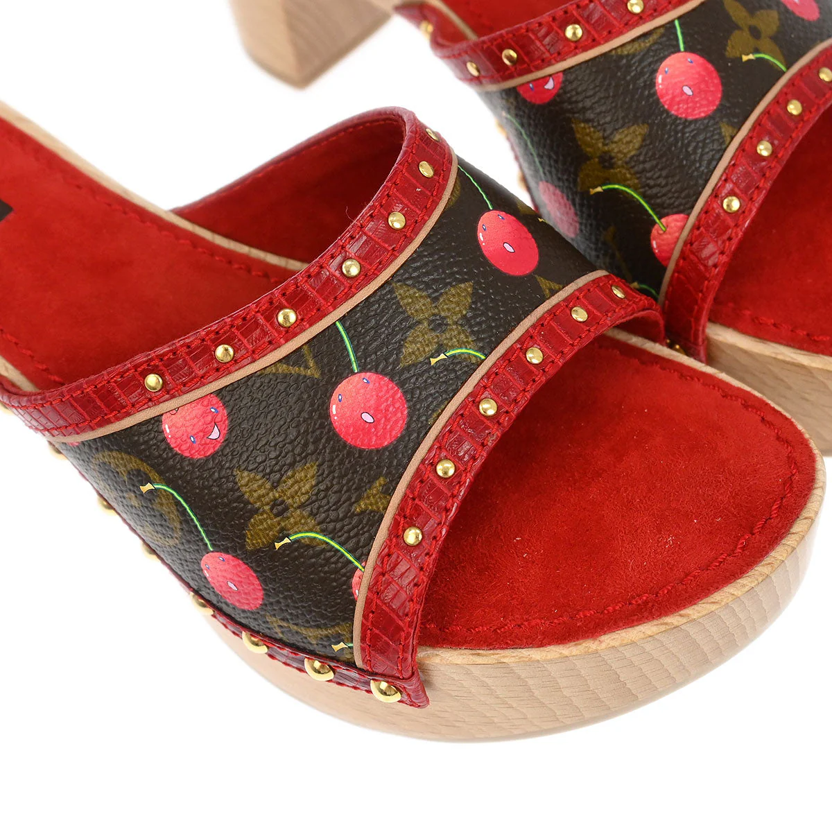 Louis Vuitton * 2005 Monogram Cherry Mule Sandals Shoes #36 - Image 5