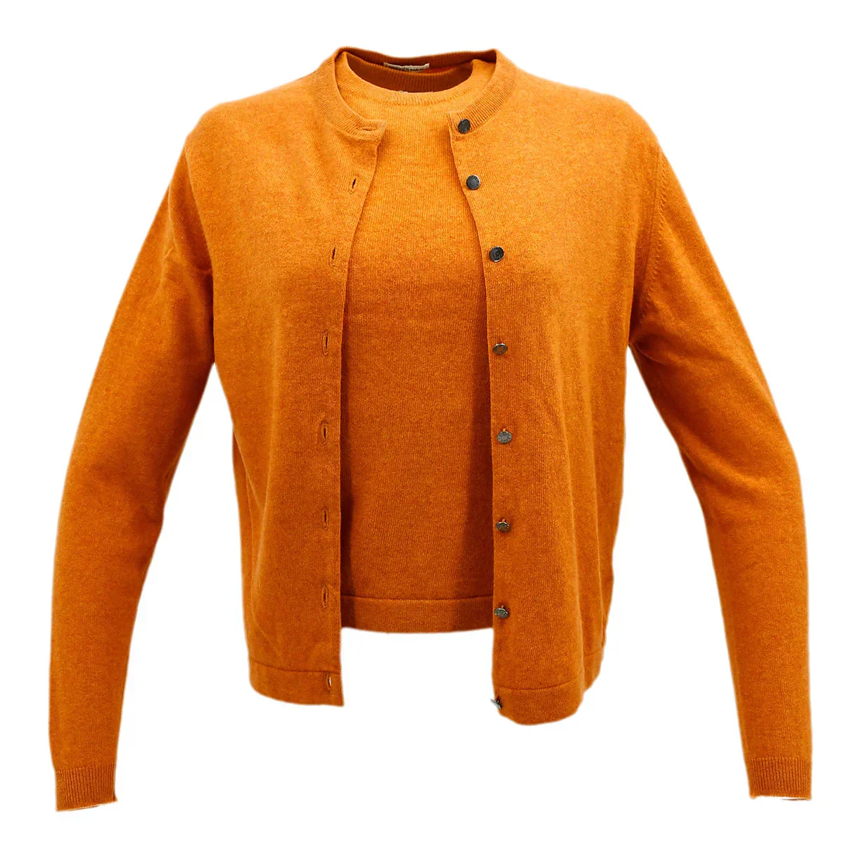 Hermes Set Cardigan Sleeveless Top Orange #Medium