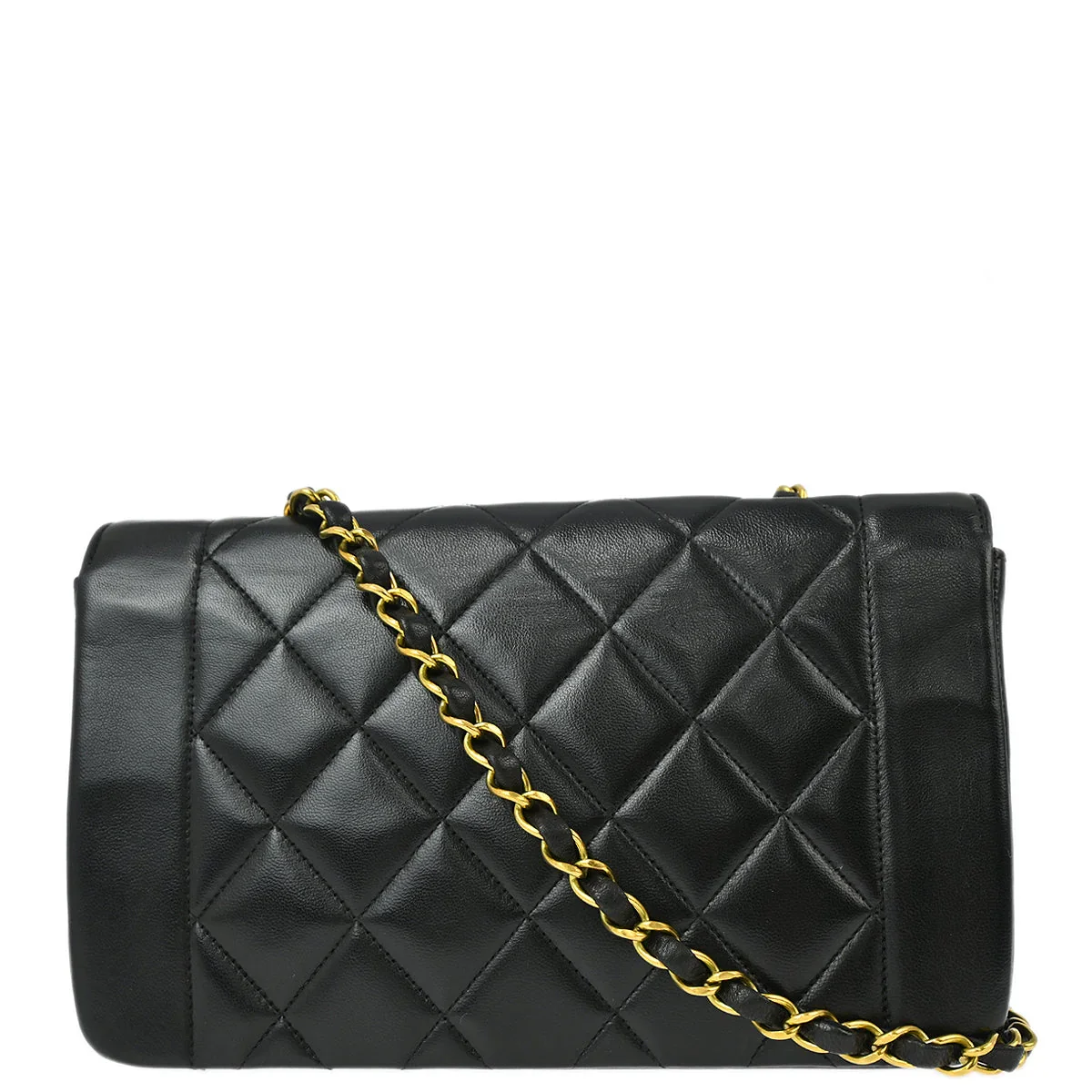 Chanel 1994-1996 Black Lambskin Small Diana Shoulder Bag - Image 2