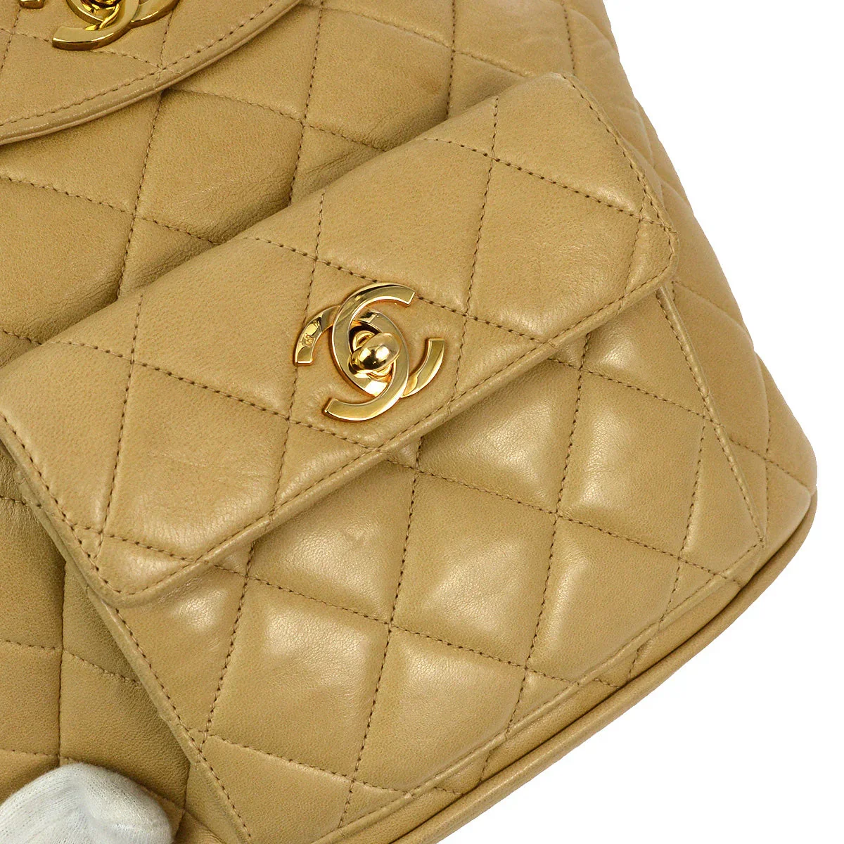 Chanel 1994-1996 Beige Lambskin Large Duma Backpack - Image 6