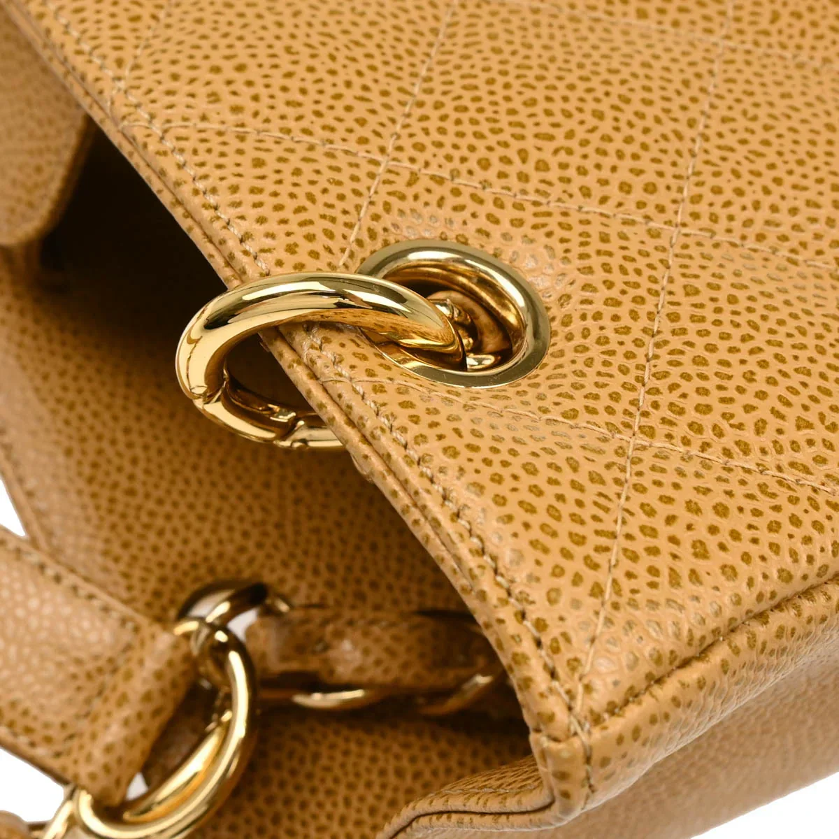 Chanel 2003-2004 Beige Caviar Petite Shopping Tote PST Chain Handbag - Image 5