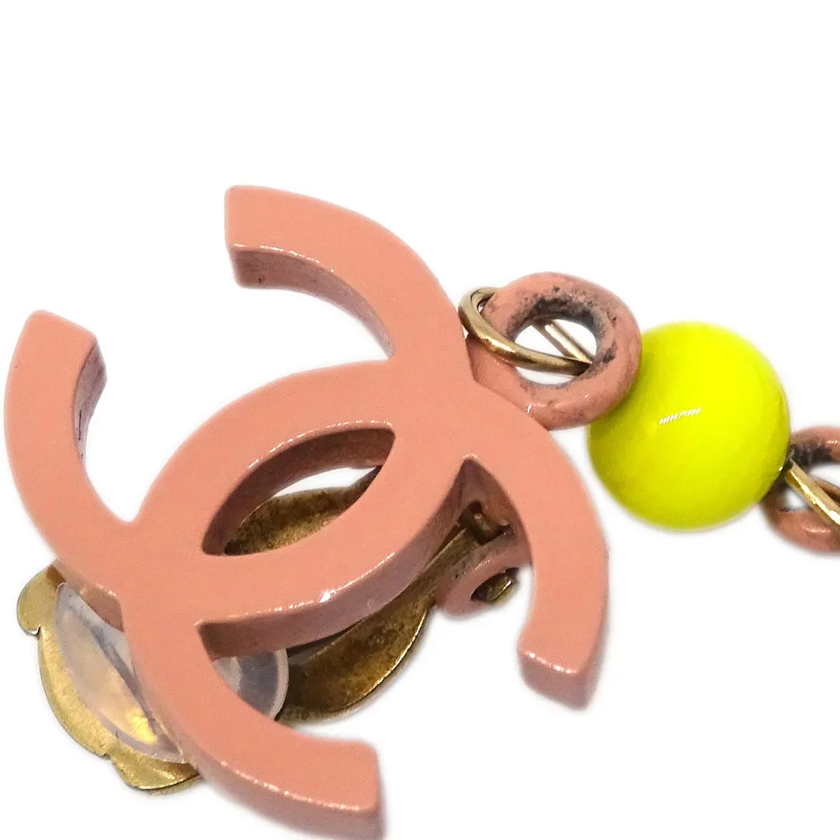 Chanel CC Dangle Earrings Pink Clip-On 03S - Image 2