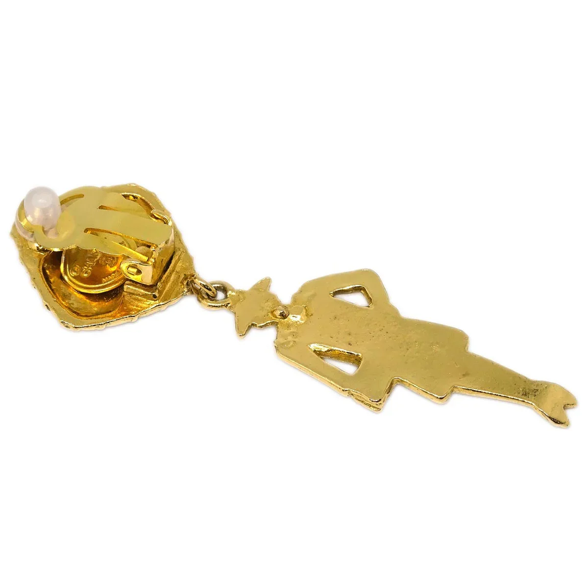 Chanel Dangle Earrings Clip-On Gold - Image 3