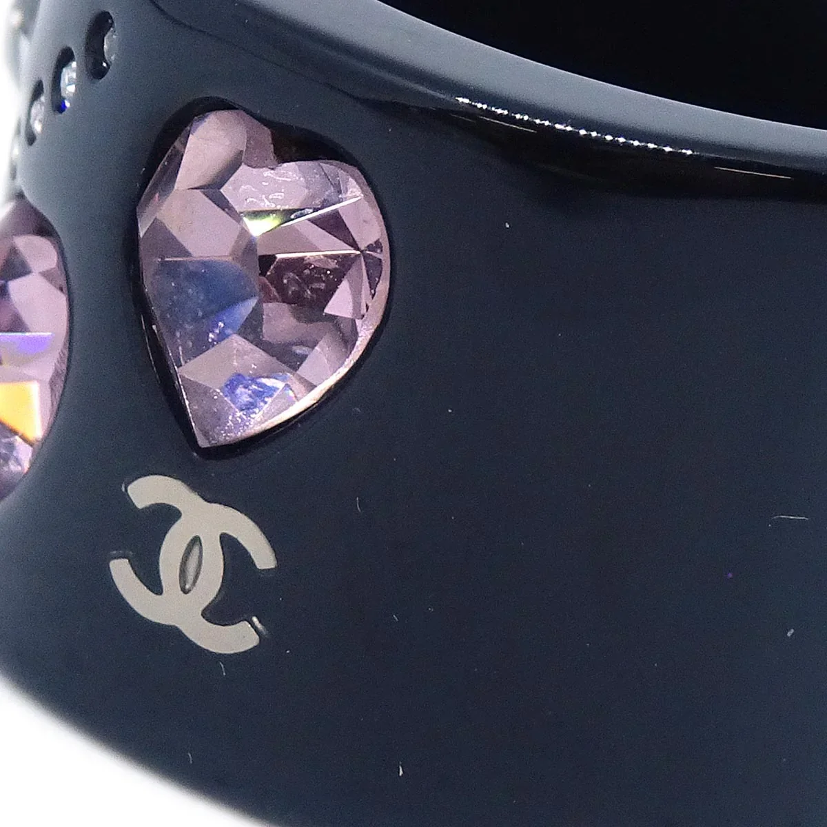 Chanel Ring Black Acrylic Rhinestone #53 #13 04A - Image 3
