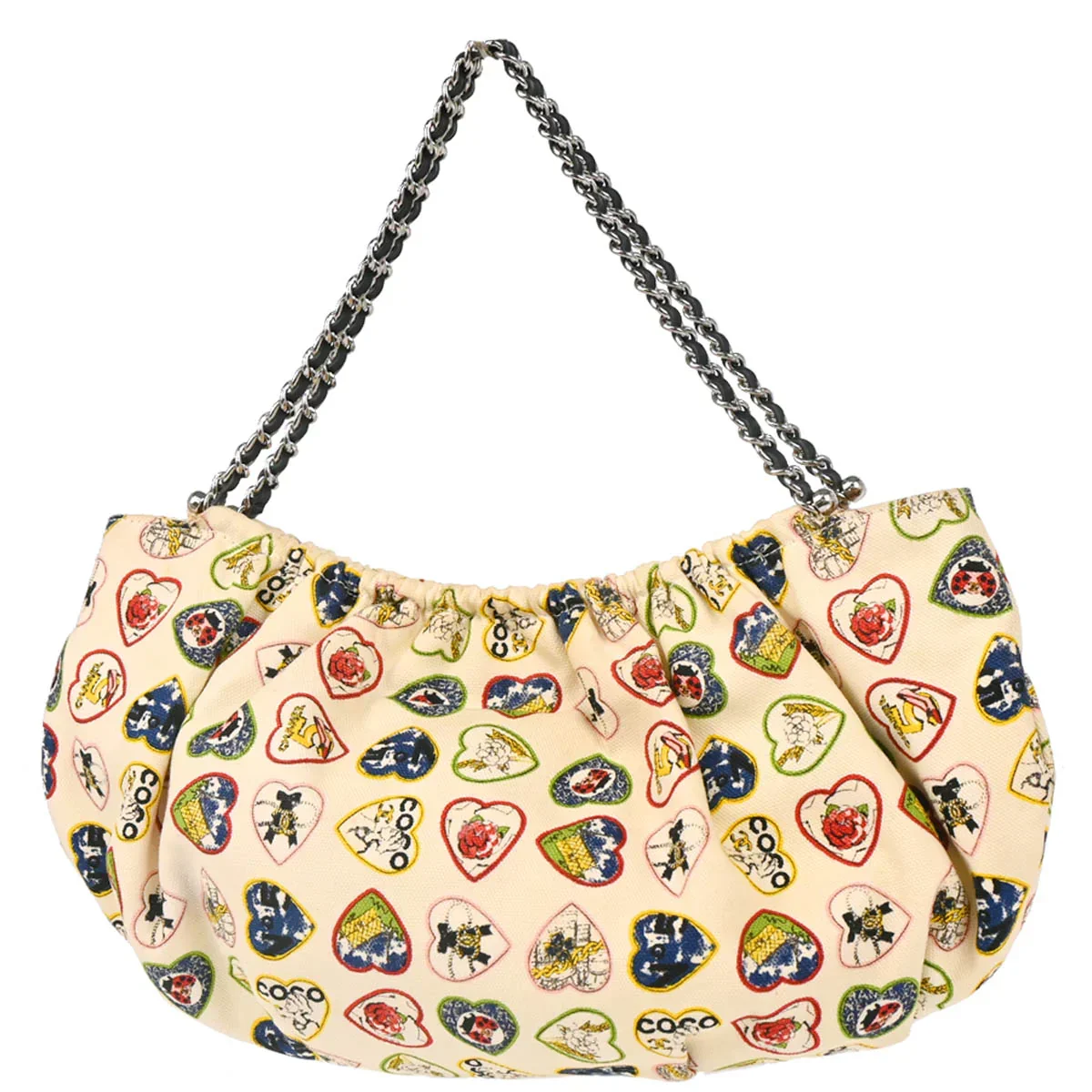 Chanel White Canvas Valentine Chain Handbag - Image 2