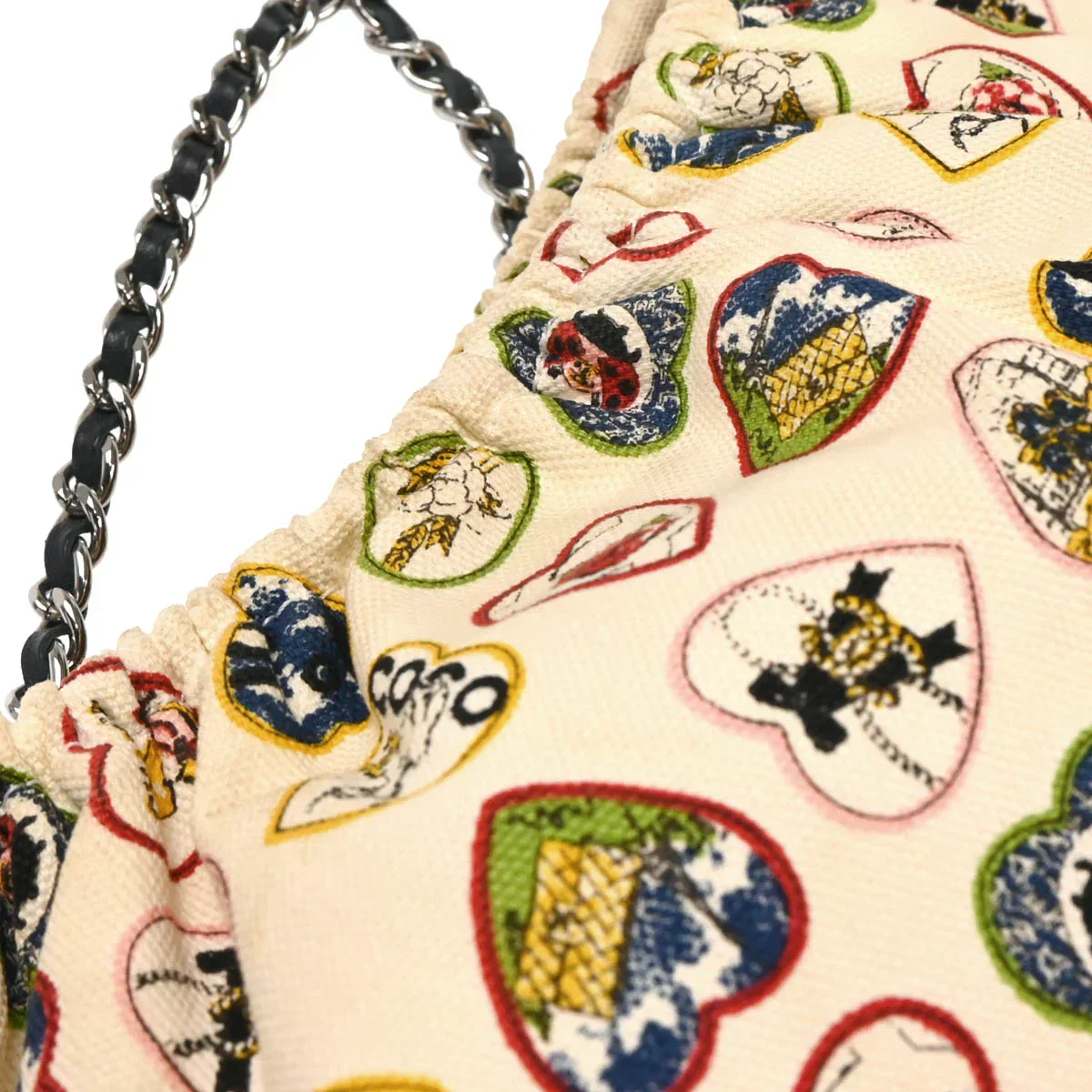 Chanel White Canvas Valentine Chain Handbag - Image 5