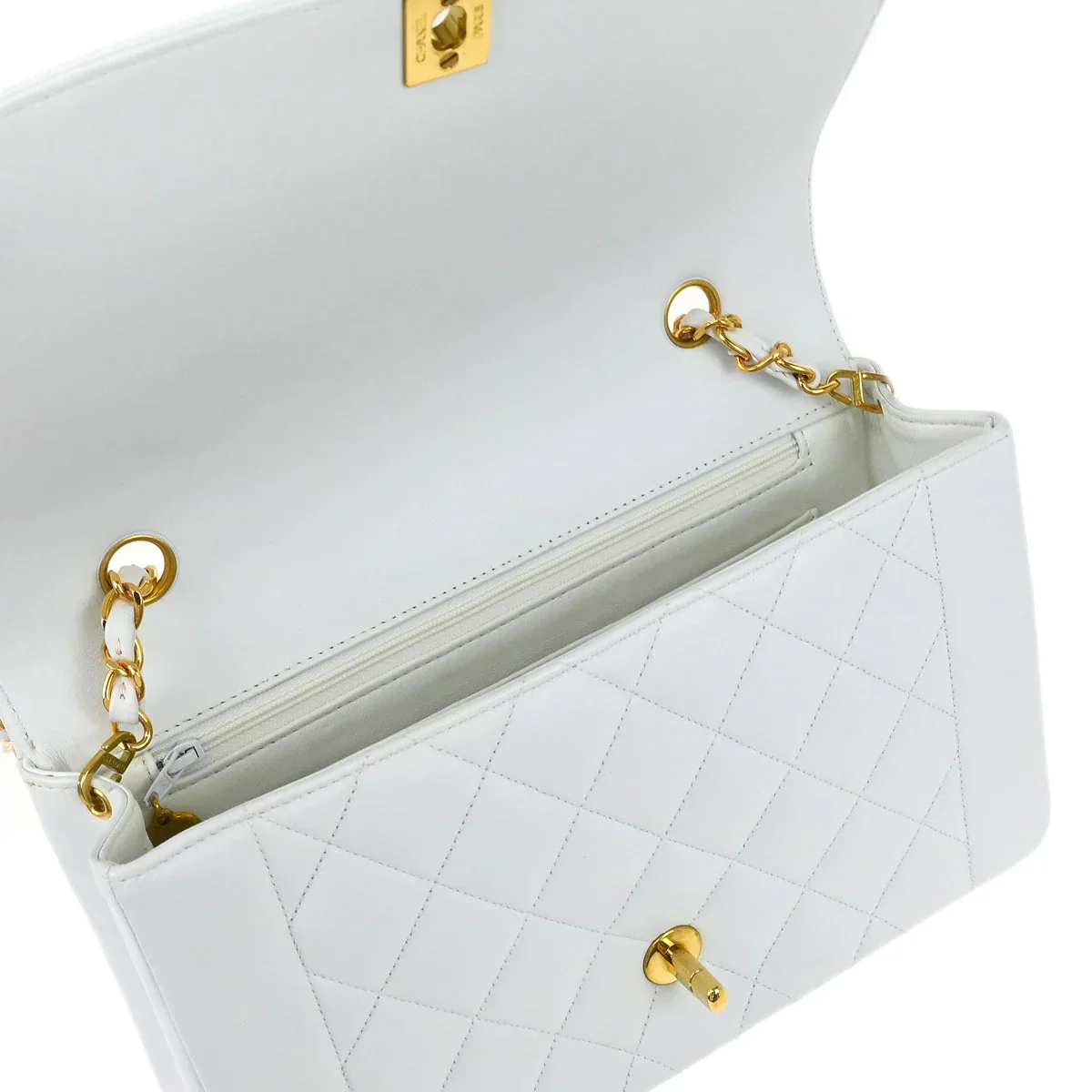 Chanel * 1994-1996 White Lambskin Medium Diana Shoulder Bag - Image 7