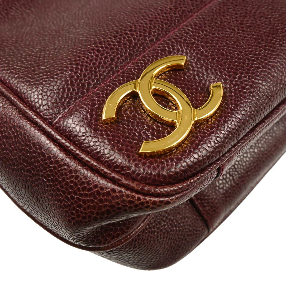 Chanel 1994-1996 Bordeaux Caviar Triple CC Shoulder Tote Bag - Image 6