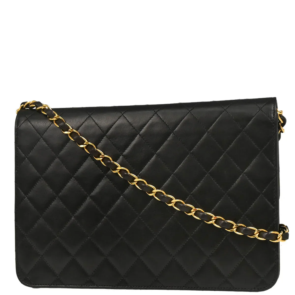 Chanel 1997–1999 Black Lambskin Turnlock Medium Half Flap Shoulder Bag - Image 2